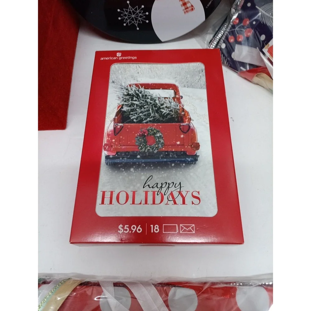 Christmas And Birthday Lot Of 8 Pieces, Round Cookie Tin And Gift Boxes Empty